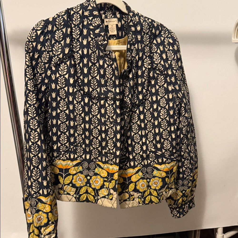 Anthropologie Black and Cream Floral Jacket